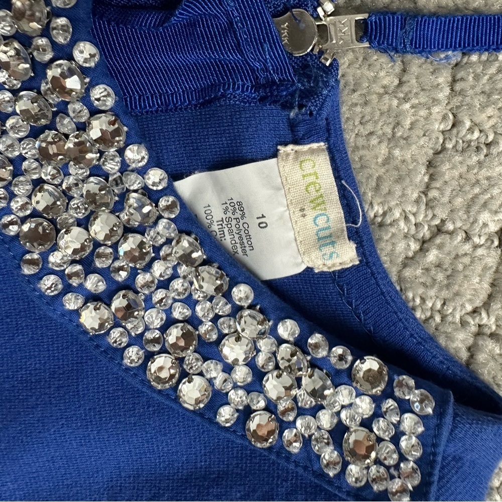 J. Crew Crewcuts Ponte Knit Sleeveless Dress With Jewel Collar, Cobalt Blue, 10 - Picture 3 of 3